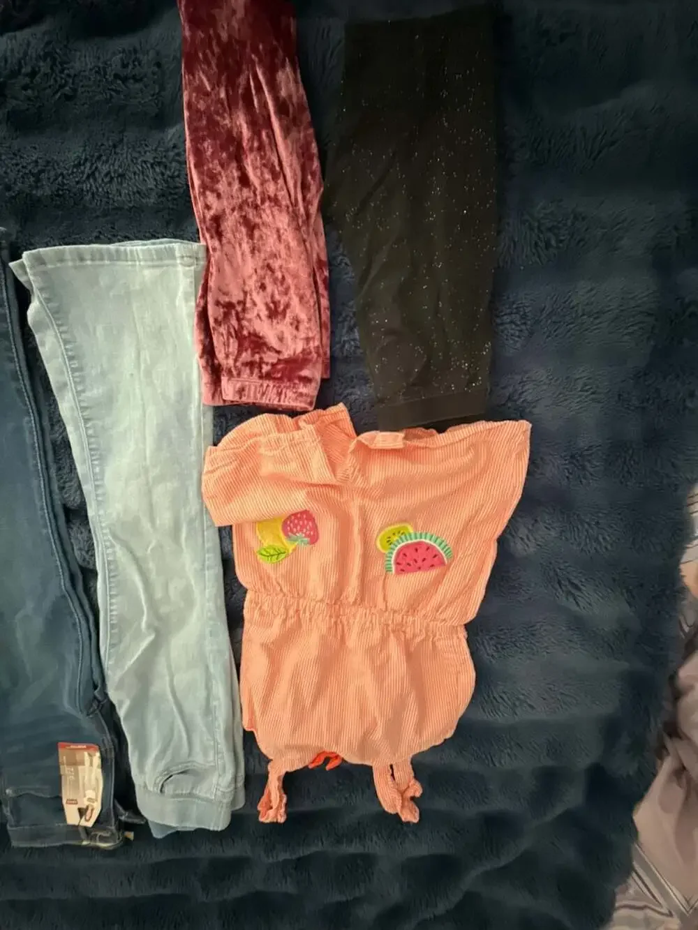 3 pair jeans, 2 leggings and one jumper various designers